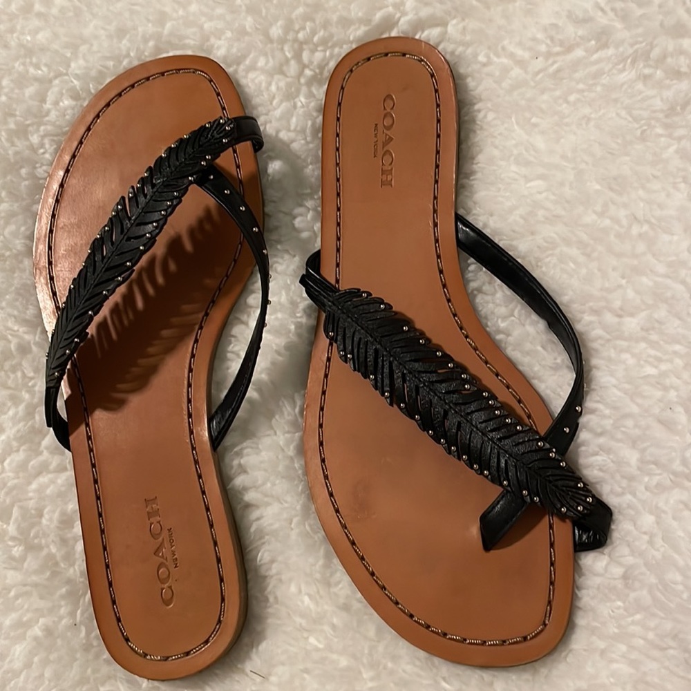 Coach Deni Black leather sandals - size 6.5